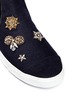 Detail View - Click To Enlarge - JIMMY CHOO - 'Della' embellished badge flannel high top skate slip-ons
