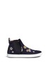 Main View - Click To Enlarge - JIMMY CHOO - 'Della' embellished badge flannel high top skate slip-ons