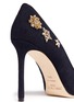 Detail View - Click To Enlarge - JIMMY CHOO - 'Romy 100' glass crystal embellished flannel pumps