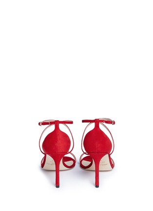 Back View - Click To Enlarge - JIMMY CHOO - 'Hesper 85' crisscross strap suede sandals