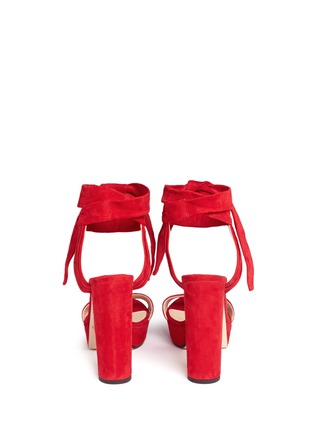 Back View - Click To Enlarge - JIMMY CHOO - 'Kaytrin 120' ankle tie pleat suede platform sandals