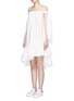 Front View - Click To Enlarge - MSGM - Ribbon tie off-shoulder poplin dress