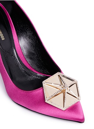 Detail View - Click To Enlarge - NICHOLAS KIRKWOOD - 'Eden' pavé hexagon plate satin pumps