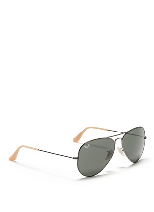 Figure View - Click To Enlarge - RAY-BAN - 'Aviator Distressed' contrast acetate metal sunglasses