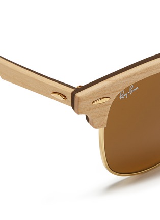Detail View - Click To Enlarge - RAY-BAN - 'Clubmaster Wood' browline sunglasses