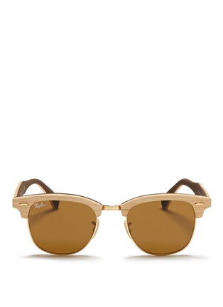 Main View - Click To Enlarge - RAY-BAN - 'Clubmaster Wood' browline sunglasses