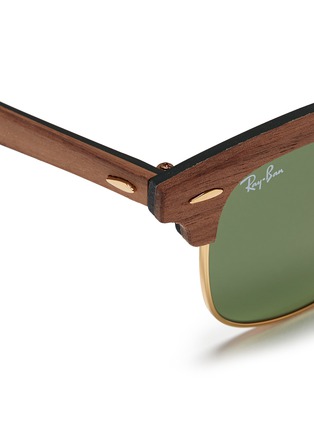 Detail View - Click To Enlarge - RAY-BAN - 'Clubmaster Wood' browline sunglasses
