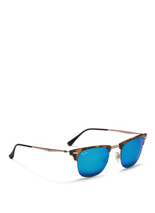 Figure View - Click To Enlarge - RAY-BAN - 'Clubmaster Light Ray' titanium temple matte browline sunglasses