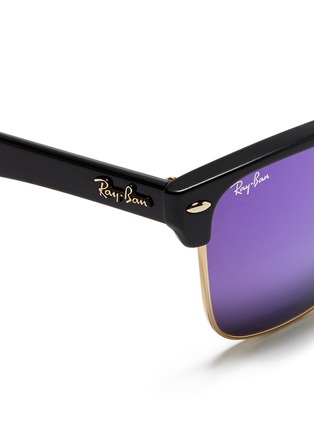 Detail View - Click To Enlarge - RAY-BAN - 'Clubmaster Oversized' matte plastic browline mirror sunglasses