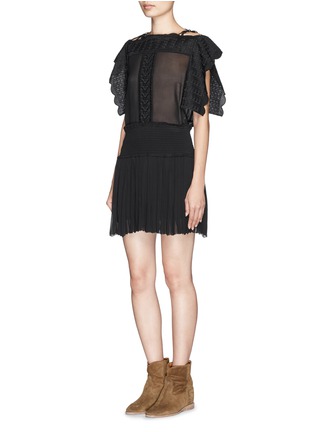 Figure View - Click To Enlarge - ISABEL MARANT ÉTOILE - 'Audrina' scalloped leaf embroidery crepe top