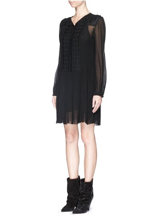 Front View - Click To Enlarge - ISABEL MARANT ÉTOILE - 'Auxane' flower embroidery chiffon dress