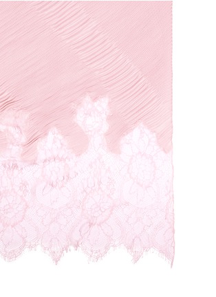 Detail View - Click To Enlarge - VALENTINO GARAVANI - Lace trim plissé pleat silk scarf