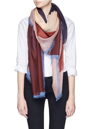 Figure View - Click To Enlarge - VALENTINO GARAVANI - x Esther Stewart 'Mime' colourblock cashmere-silk scarf