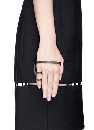 Figure View - Click To Enlarge - GAYDAMAK - 'Galia' 18k black gold diamond two ring hand bracelet