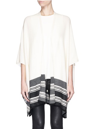 Main View - Click To Enlarge - VINCE - Stripe hem wool cashmere open front poncho