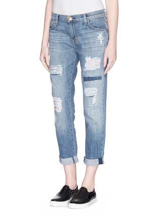 Front View - Click To Enlarge - CURRENT/ELLIOTT - 'The Fling' repaired ripped jeans