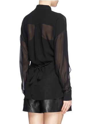 Back View - Click To Enlarge - T BY ALEXANDER WANG - Sheer silk crepe wrap blouse