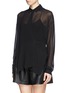 Front View - Click To Enlarge - T BY ALEXANDER WANG - Sheer silk crepe wrap blouse