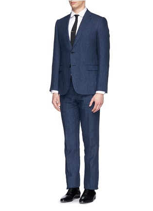 Figure View - Click To Enlarge - ARMANI COLLEZIONI - Notch lapel linen suit