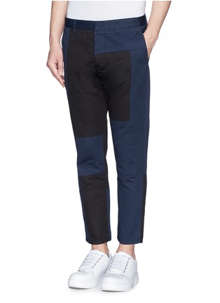Front View - Click To Enlarge - MARNI - Multi panel cotton-linen tapered pants