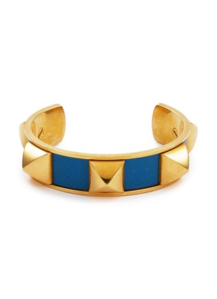 Main View - Click To Enlarge - LANE CRAWFORD VINTAGE ACCESSORIES - Blue Courchevel wide leather bracelet
