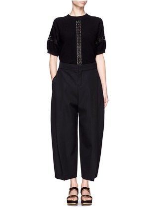 Figure View - Click To Enlarge - CHLOÉ - Embroidered trim cotton-silk sweater