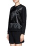 Front View - Click To Enlarge - THEORY - Calf fur and quilted patchwork pullover