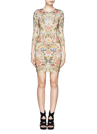 Main View - Click To Enlarge - ALEXANDER MCQUEEN - Printed cutout sleeve dress