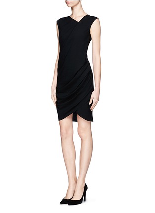 Front View - Click To Enlarge - HELMUT LANG - Asymmetric neckline draped front dress