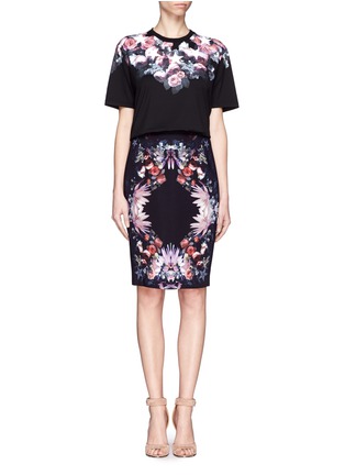 Figure View - Click To Enlarge - GIVENCHY - Floral collage print pencil skirt