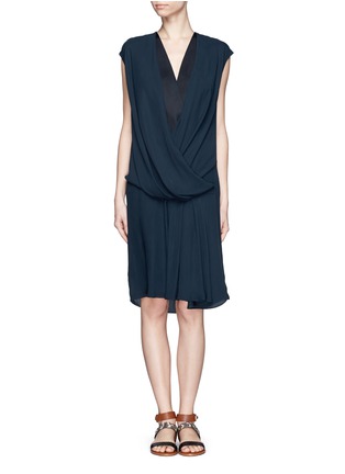 Main View - Click To Enlarge - LANVIN - Grosgrain V-neck drape dress