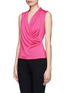 Front View - Click To Enlarge - ARMANI COLLEZIONI - Wrap front sleeveless jersey top