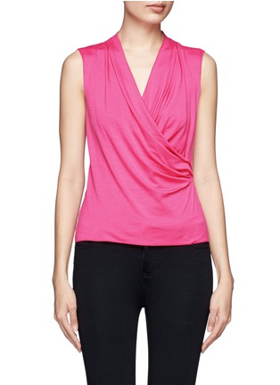 Main View - Click To Enlarge - ARMANI COLLEZIONI - Wrap front sleeveless jersey top