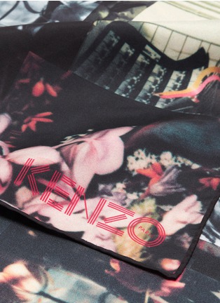 Detail View - Click To Enlarge - KENZO - Floral photo print silk scarf