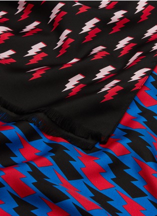 Detail View - Click To Enlarge - FRANCO FERRARI - Lightning bolt print colourblock silk scarf