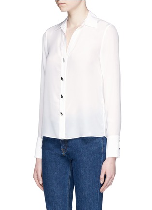 Front View - Click To Enlarge - ALICE & OLIVIA - 'Wilma' Stace Face button silk crepe shirt