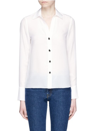 Main View - Click To Enlarge - ALICE & OLIVIA - 'Wilma' Stace Face button silk crepe shirt