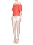 Figure View - Click To Enlarge - ALICE & OLIVIA - 'Amaris' floral cutout faux leather shorts