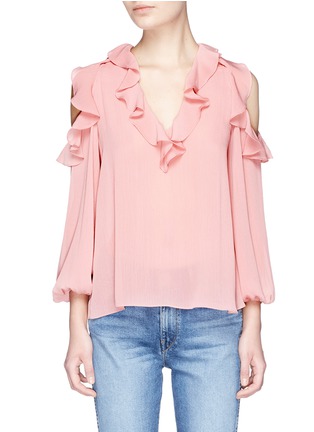 Main View - Click To Enlarge - ALICE & OLIVIA - 'Gia' ruffle cold shoulder crépon blouse