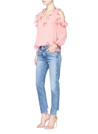 Figure View - Click To Enlarge - ALICE & OLIVIA - 'Gia' ruffle cold shoulder crépon blouse