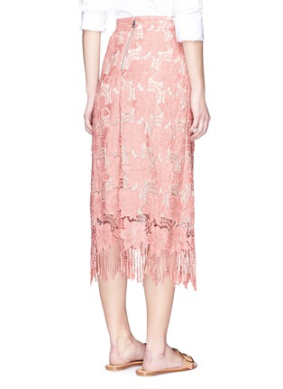 Back View - Click To Enlarge - ALICE & OLIVIA - 'Strand' fringe hem floral lace pencil skirt