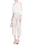 Figure View - Click To Enlarge - ALICE & OLIVIA - 'Elba' cropped wide leg plissé pleated pants