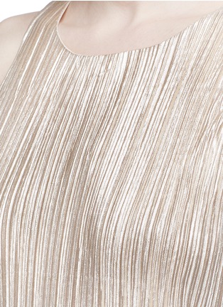 Detail View - Click To Enlarge - ALICE & OLIVIA - 'Lucia' metallic plissé pleated slit dress