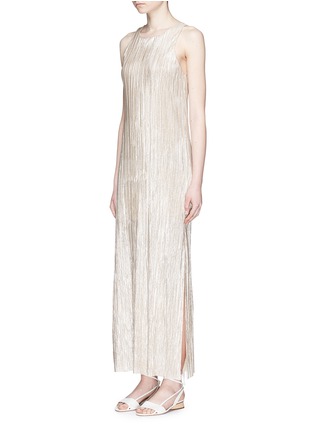 Front View - Click To Enlarge - ALICE & OLIVIA - 'Lucia' metallic plissé pleated slit dress