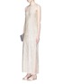 Figure View - Click To Enlarge - ALICE & OLIVIA - 'Lucia' metallic plissé pleated slit dress