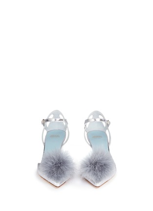 Front View - Click To Enlarge - FRANCES VALENTINE - 'Willow' pompom metallic leather pumps