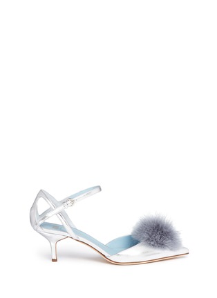Main View - Click To Enlarge - FRANCES VALENTINE - 'Willow' pompom metallic leather pumps