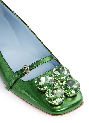 Detail View - Click To Enlarge - FRANCES VALENTINE - 'Josephine' Swarovski crystal metallic leather flats