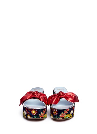 Front View - Click To Enlarge - FRANCES VALENTINE - 'Darcy' floral embroidered velvet platform sandals