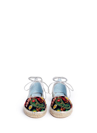 Front View - Click To Enlarge - FRANCES VALENTINE - 'Jane' paisley embroidered d'Orsay espadrilles